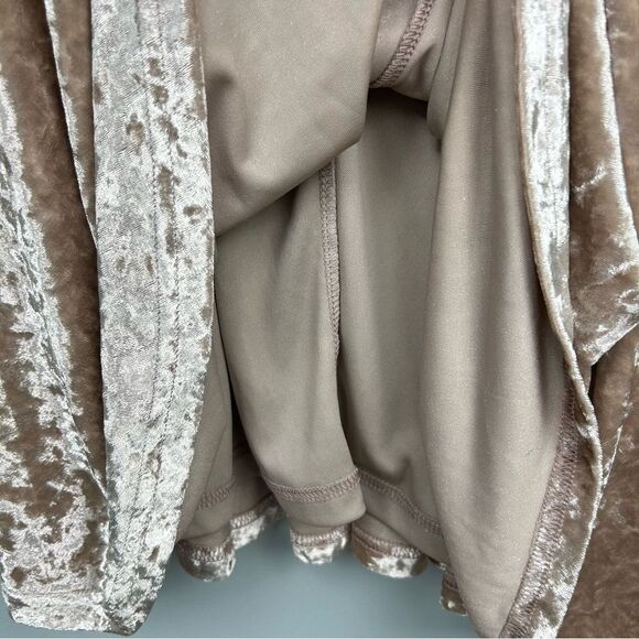 entro Crushed Velvet and Lace Mini Dress Tan Sleeveless Tank Skater Sz L 10/12 - Picture 11 of 14